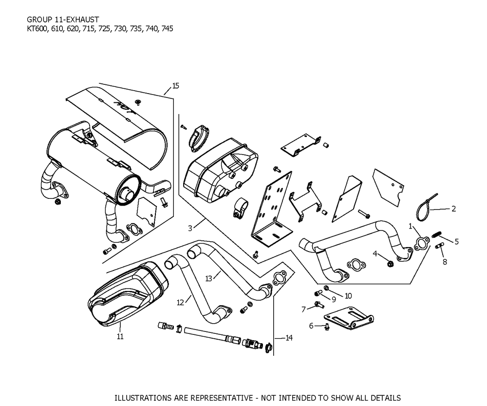 Kt725-3101 Exhaust Diagram and Parts List for KT725-3101  Cub Cadet Engine
